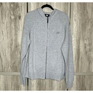 PXG Cashmere Hooded Cardigan Size XL Sweater Full Zip Long Sleeves Gray